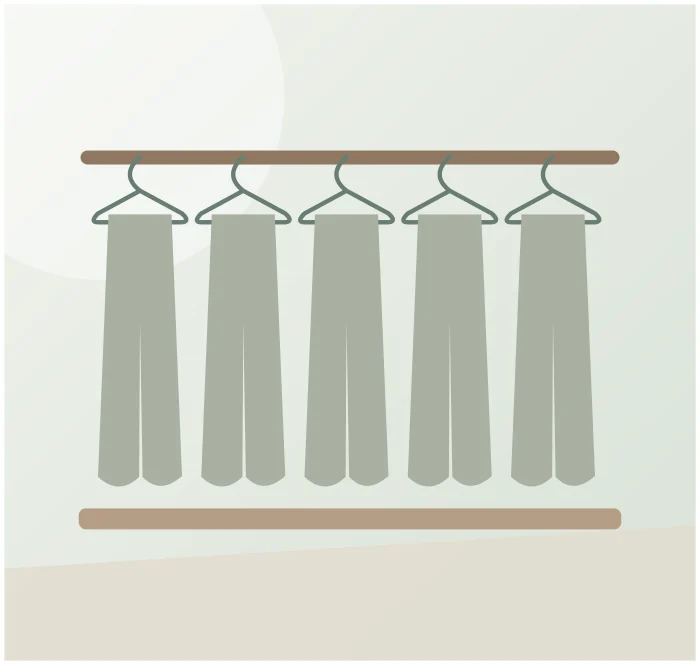 Illustrative concept showing how this kind of product may be used; not an authentic photo of MORALVE Space-Saving Pants Hangers — 2-Pack