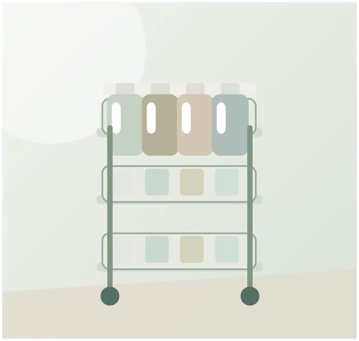 Illustrative concept showing how this kind of product may be used; not an authentic photo of TIPGO 4-Tier Slim Rolling Utility Cart — White